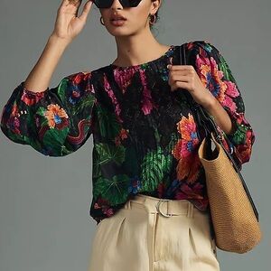 Farm Rio Blooming Garden Blouse Size S